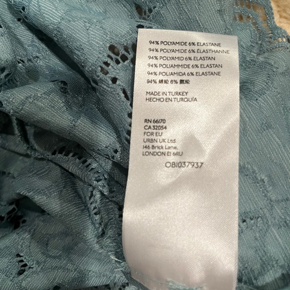 Free People Olivia Lace puff sleeve blue green lace blouse top shirt size medium - Picture 5 of 9